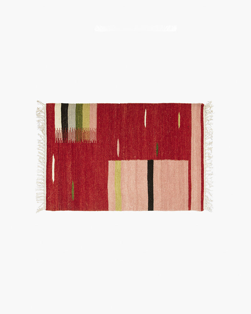 red entryway rug
